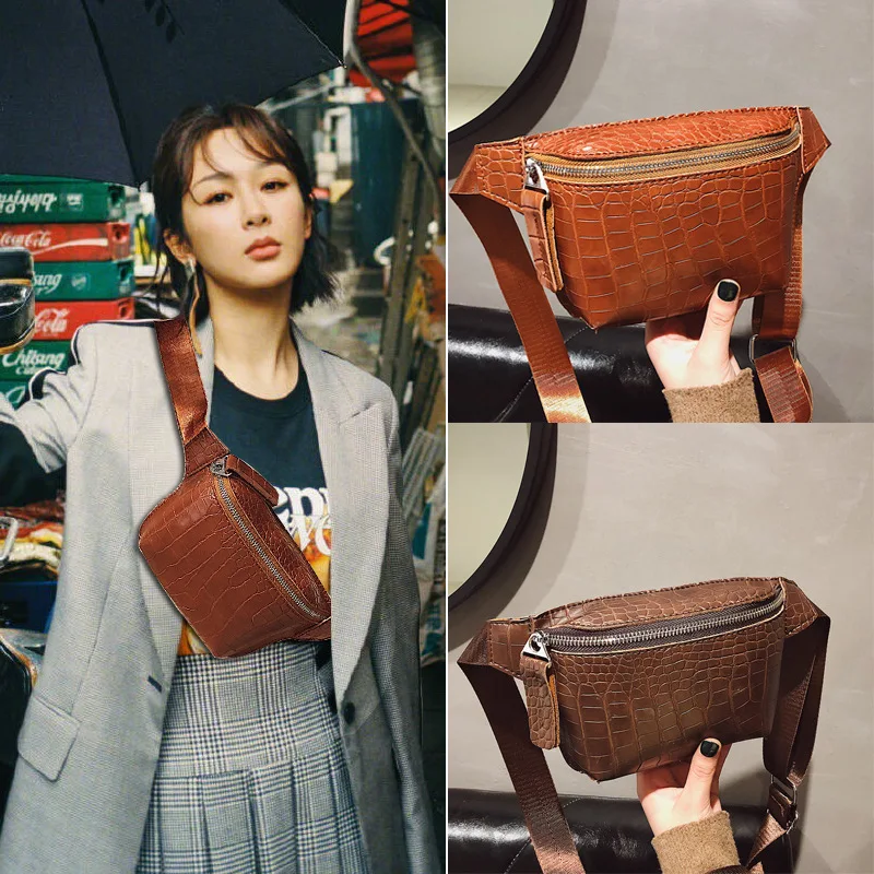 

2019 New Style Korean-style Summer Crocodile Pattern WOMEN'S Bag Small Waist Pack INS Online Celebrity Celebrity Style Mini Shou