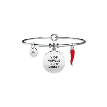 

KIDULT 316L STAINLESS STEEL BRACELET, ENAMEL AND CRYSTAL WITH WRITTEN "SAW NAPULE AND BIT..." 731229-IRONY