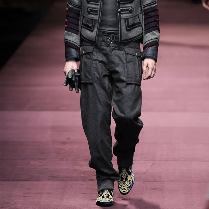 

Мужские шерстяные комбинезоны, свободные и повседневные зимние Новые товары, брюки для подиума, спортивные штаны, шаровары