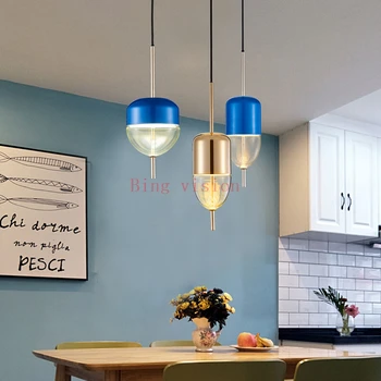 

Modern hanging lamp light LED dinning bed room bedroom foyer round glass ball blue gold nordic simple modern pendant light lamp