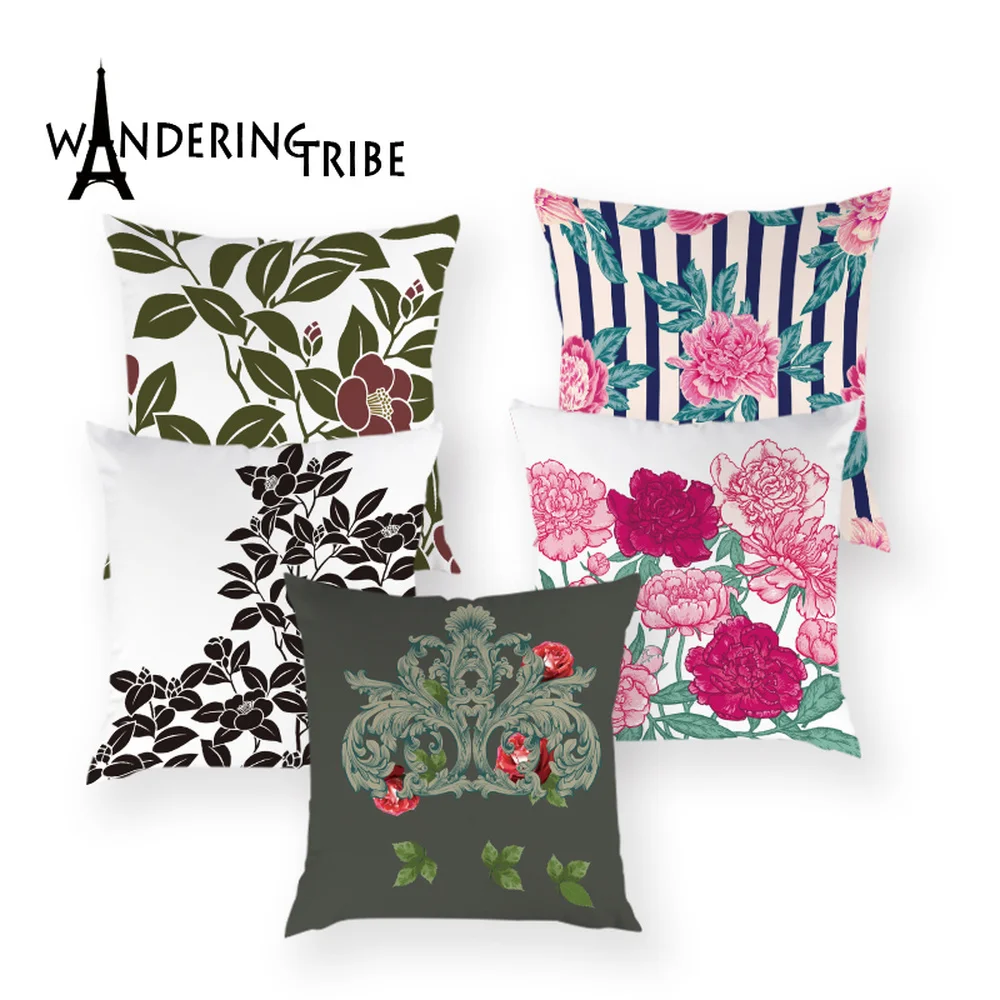

Vintage Floral Throw Pillow Cover Nordic Flower Home Decor Cushion Case Colorful Decorative Outdoor Pillows Bed Cushions Covers