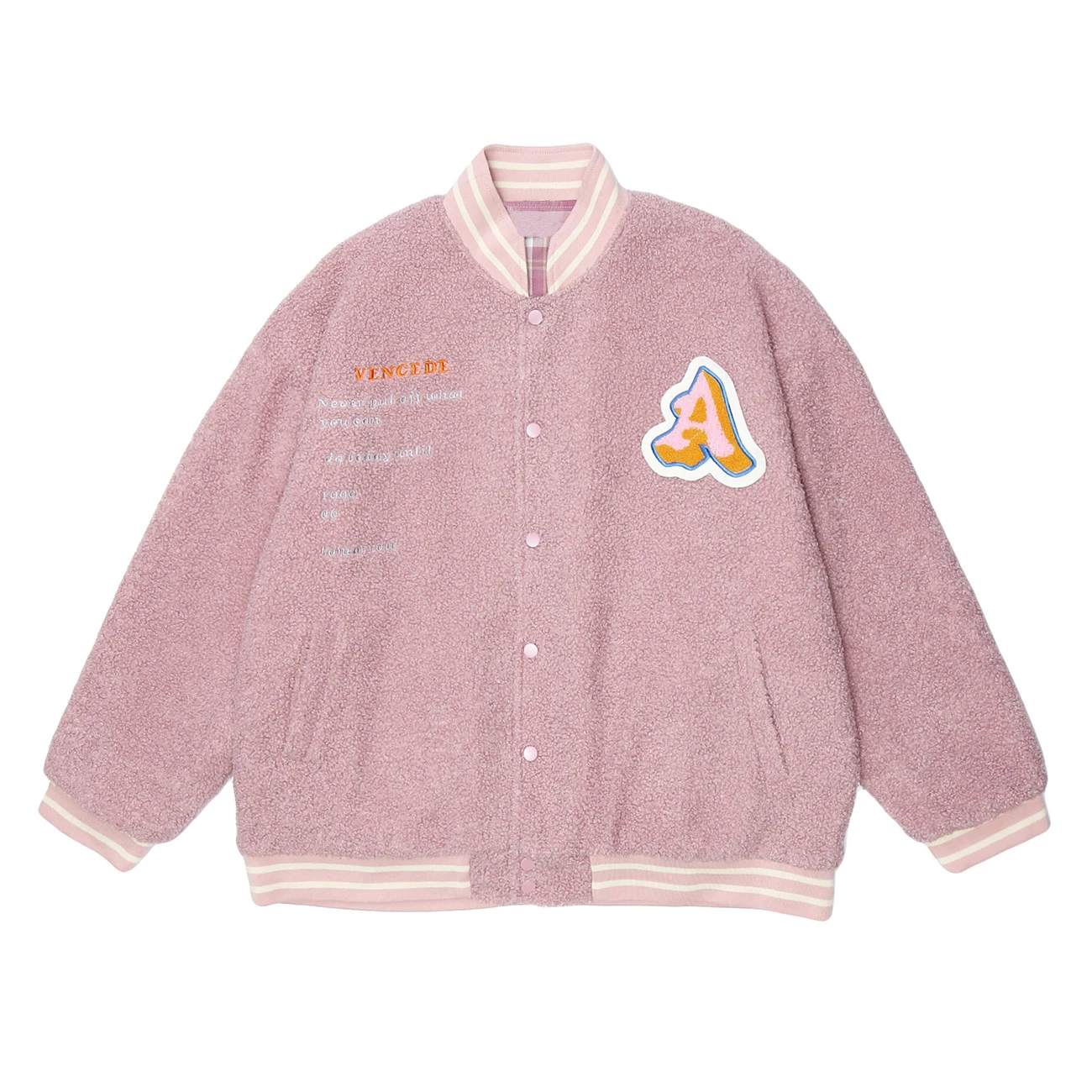 LACIBLE Hip Hop Lambswool Reversible Baseball Coats Harajuku Streetwear Patchwork Bomber Jackets Outwear Unisex Oversized | Мужская