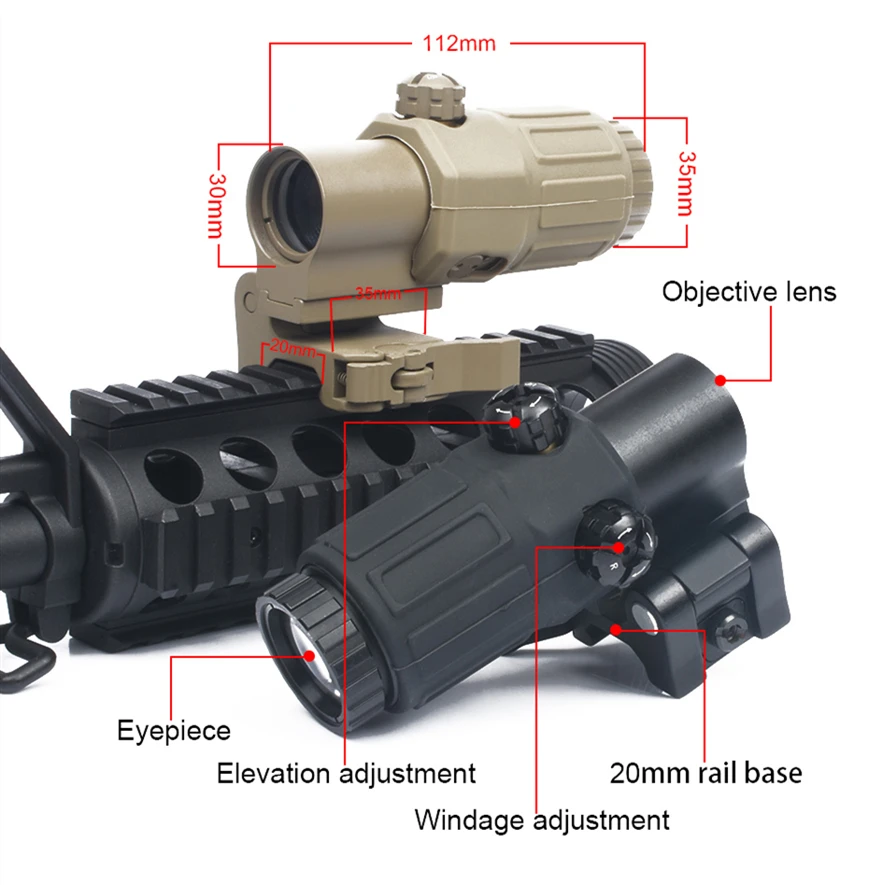 SEIGNEER телескоп охотничий прицел ET стиль G33 3X лупа с переключателем в сторону быстро съемный для 20 мм Weaver Rail Крепления