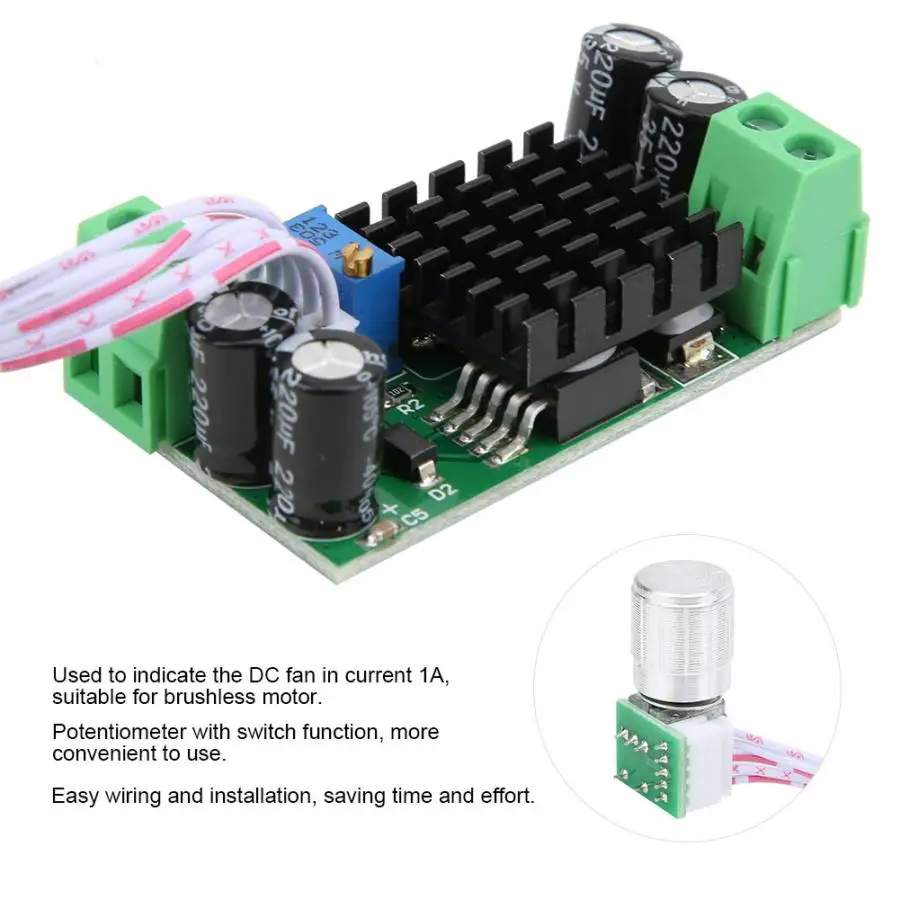 Регулятор скорости вентилятора постоянного тока 5V 12V 24V 1A для бесщеточного