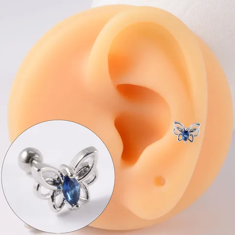 Surgical Steel CZ Cute Butterfly Ear Studs Cartilage Helix Lobe Conch Piercing Earring For Girls Gift Body Piercing Jewelry