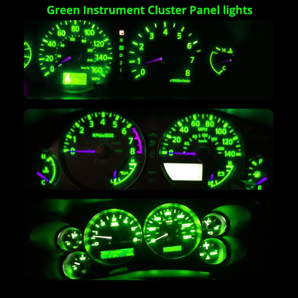 Automotive Green LED Dash Instrument Cluster Light Kit for Subaru