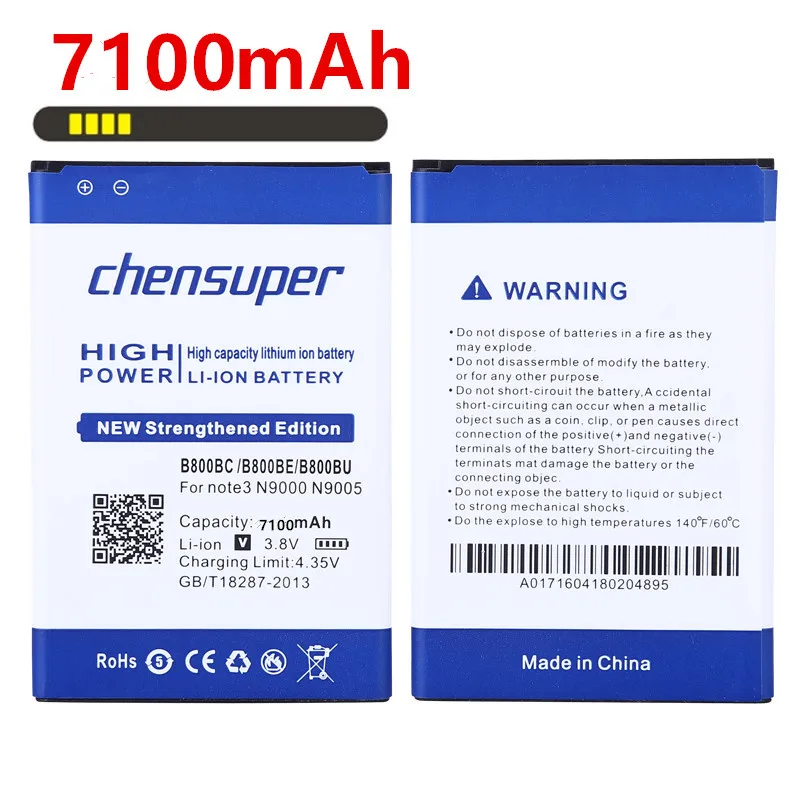 

100% Original chensuper 7100mAh B800BE for Samsung Note 3 Battery N9000 Note 3 Phone B800BC Battery