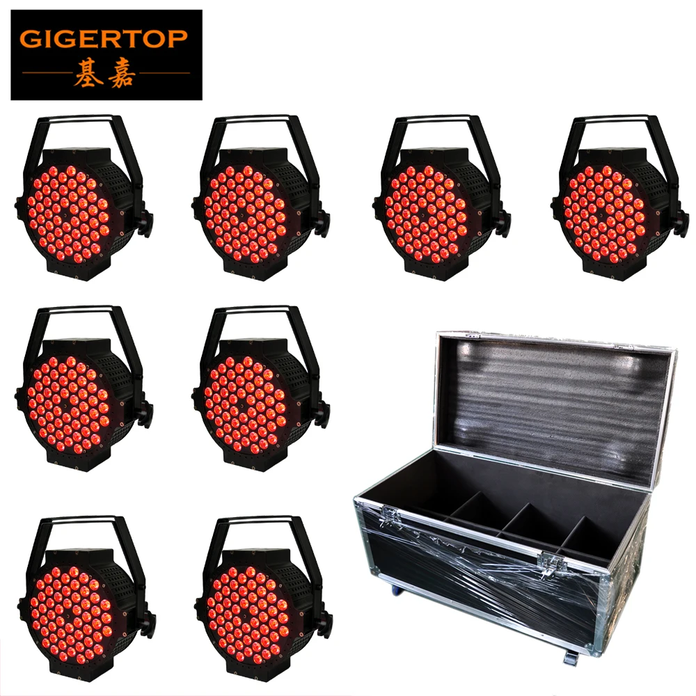 

8IN1 Road Case Pack 54 x 3W RGB 3IN1 Full Color Flat DMX Led Par Cans Floor Stand Bracket Daisy Chain Connection Cable