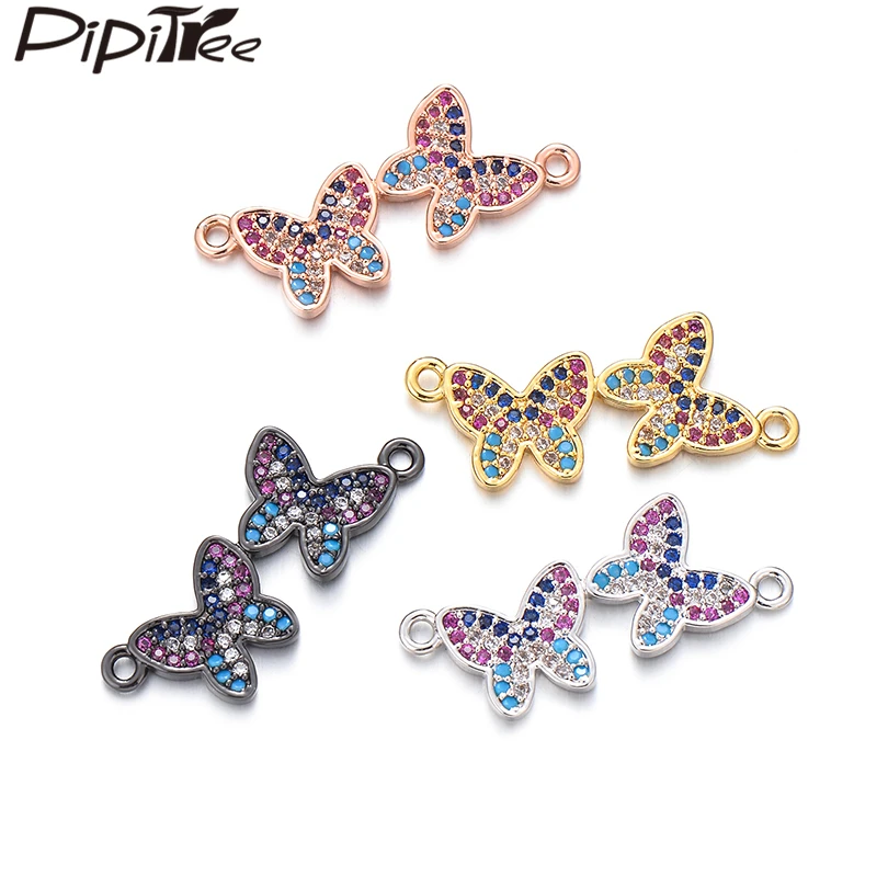 

Pipitree Beautiful Double Flying Butterfly Charms fit Bracelet Necklace Micro-inlay Cubic Zircon Charms for Jewelry Making Craft