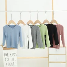 Детская одежда детская Базовая рубашка для мальчиков летняя футболка с короткими рукавами и v-образным вырезом N126