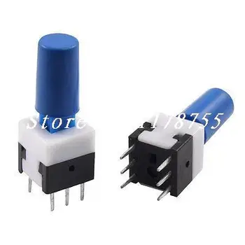 

10 pcs 8 x 8mm Blue Cap Panel PCB Latching Push Button Tact Tactile Switch 6 Pin