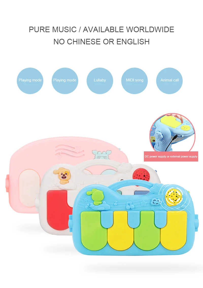 Pedal de Piano Bebê Fitness Suporte Desenvolver Olho Coordenação Multifuncional Plástico Música Pedal Piano Brinquedo Mão 6 Brinquedos e hobbies