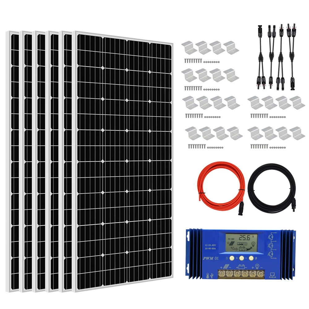 Kit completo de placa solar y controlador para el hogar, ECO WORTHY