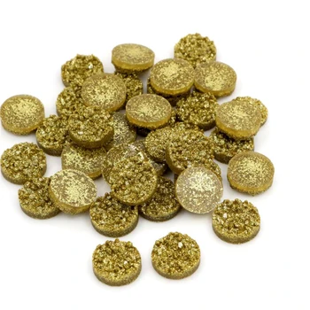 

New Fashion 8mm 10mm 12mm 40pcs Gold Colors Natural ore Style Flat back Resin Cabochons For Bracelet Earrings accessories