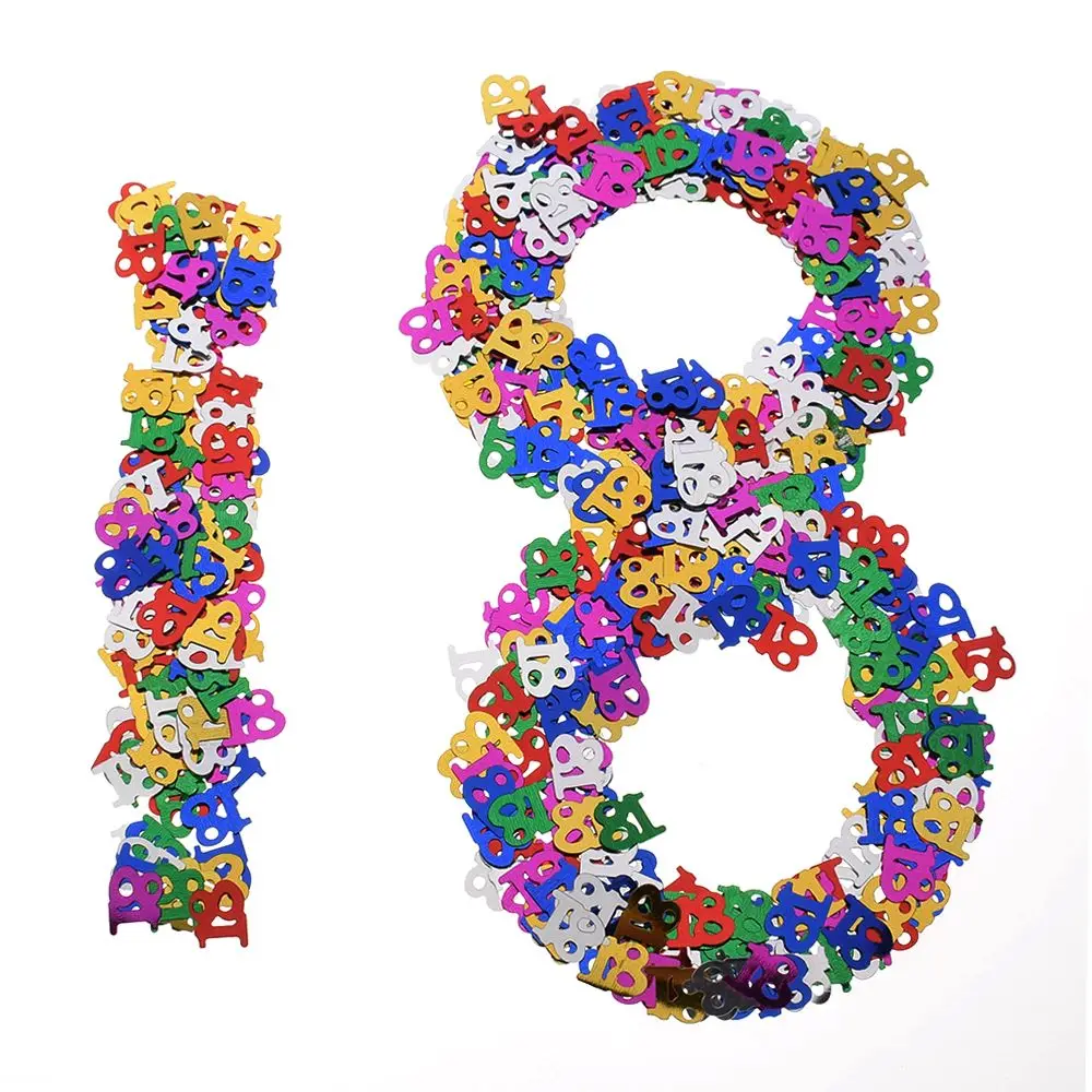 18th Year Old Happy Birthday Party Decorations Table Scatters Foil Number Digital 18 Colorful Sprinkle Confetti party confetti