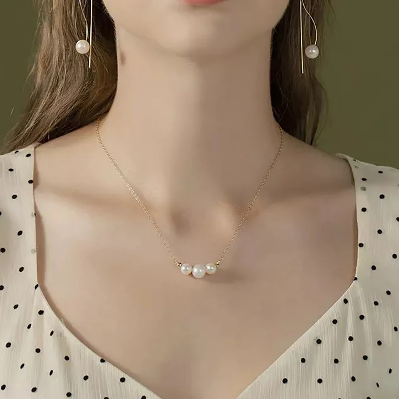 Collier Ras Du Cou En Perles Fines - Or 14K Ou Argent - Longueur 14 Ou 16 Pouces - Cadeau Femme