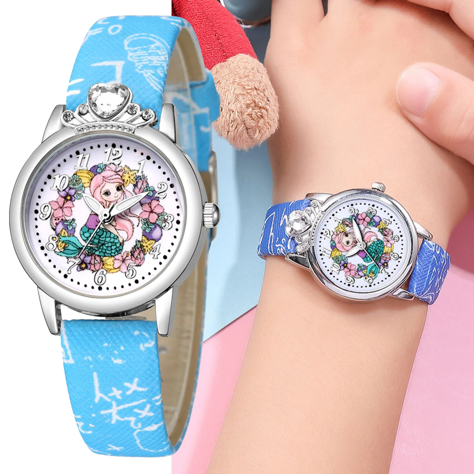 Reloj deportivo con diseño de flores para niña, reloj de pulsera de cuarzo con estrás amor corazón, resistente al agua