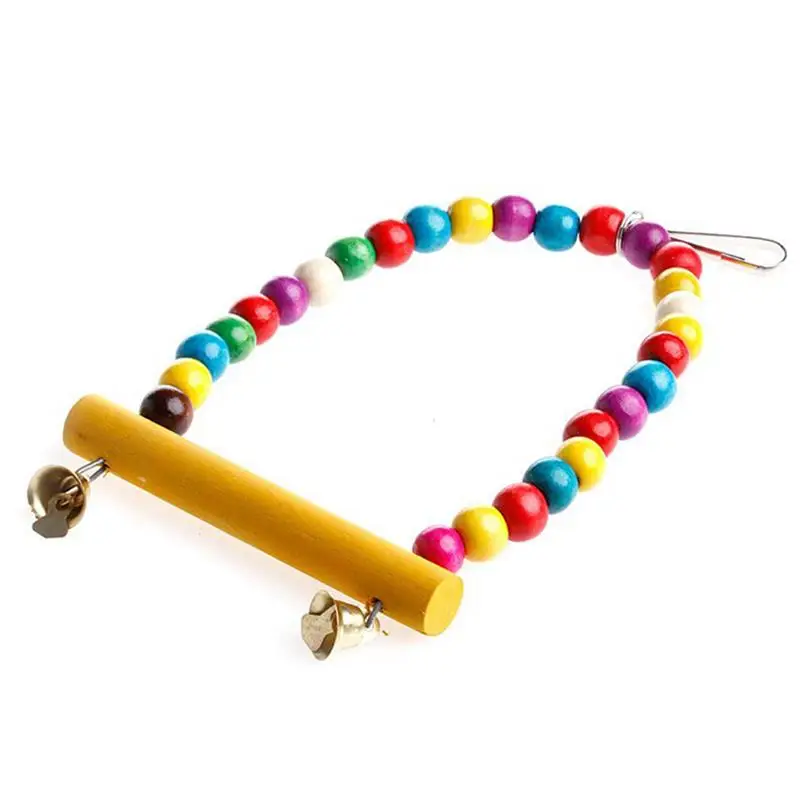 Legendog 1pc Bird Hanging Perch Wooden Creative Parrot Swing Parrot Perch Hanging Toy Pet Supplies Random Color