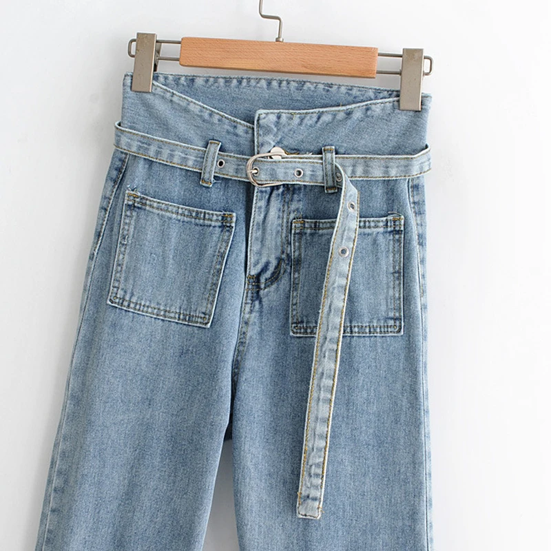 GOPLUS New Boyfriend Jeans For Women Fashion Streetwear Loose Summer Jeans High Waist Irregularl Belt Vintage Denim Harem Pants