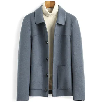 

Short Wool Coat Men Double-sided Spring Autumn Woolen Jacket Men's Coats Overcoat Casual Jackets Casaco Masculino 5021 KJ3591