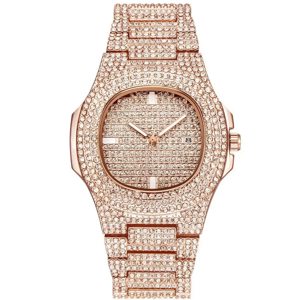 

Stars Hot Selling Calendar Steel Belt MEN'S Watch Cool Large Dial WOMEN'S Watch Quartz Man-made Diamond Watch