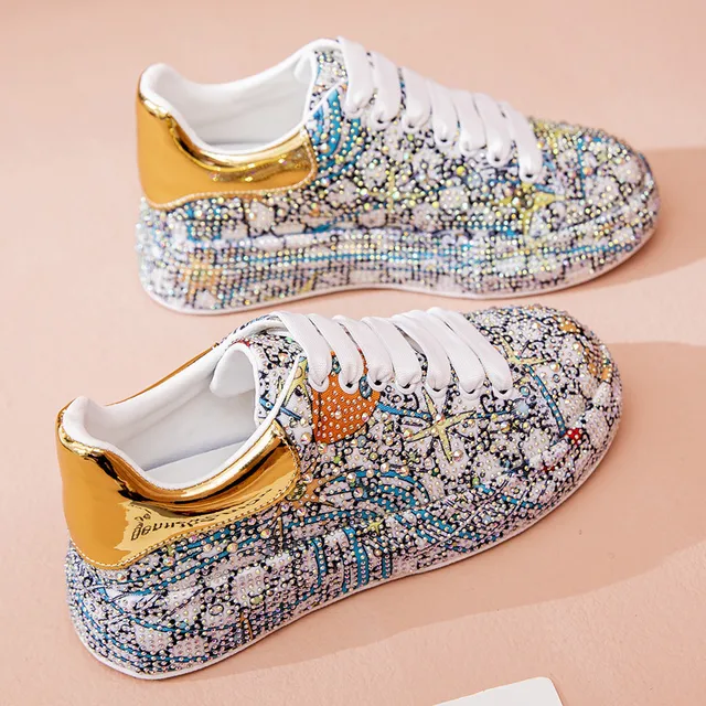 AIYUQI Sneakers Women's Big Size 2021 New Color Rhinestone Fashion Women Loafers Platform Fashion Shiny Women's Shoes 6