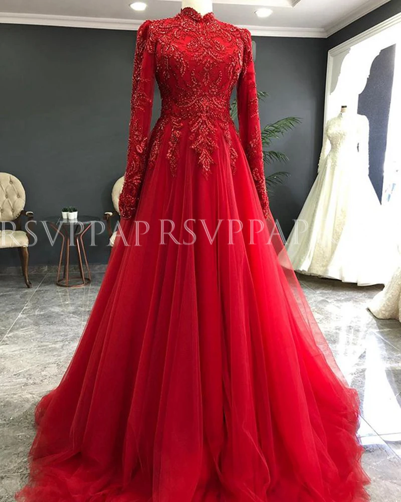 Длинные мусульманские Вечерние платья 2020 искусственное Бисерное Кружево