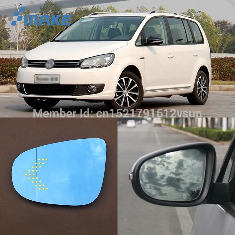 SmRKE, 2 шт., для Volkswagen Touran, зеркало заднего вида, синие очки, широкий угол, Светодиодные поворотники, светильник, Мощный нагрев