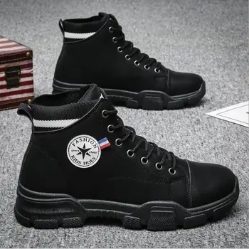 

New Designer Men Boots Autumn Street Fashion Men Leather Casual Shoes Ankle Motorcycle Boots
