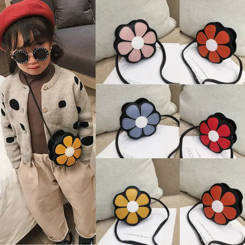 Bolso de hombro con flores para niñas pequeñas, Cartera de moda creativa, bolso cruzado