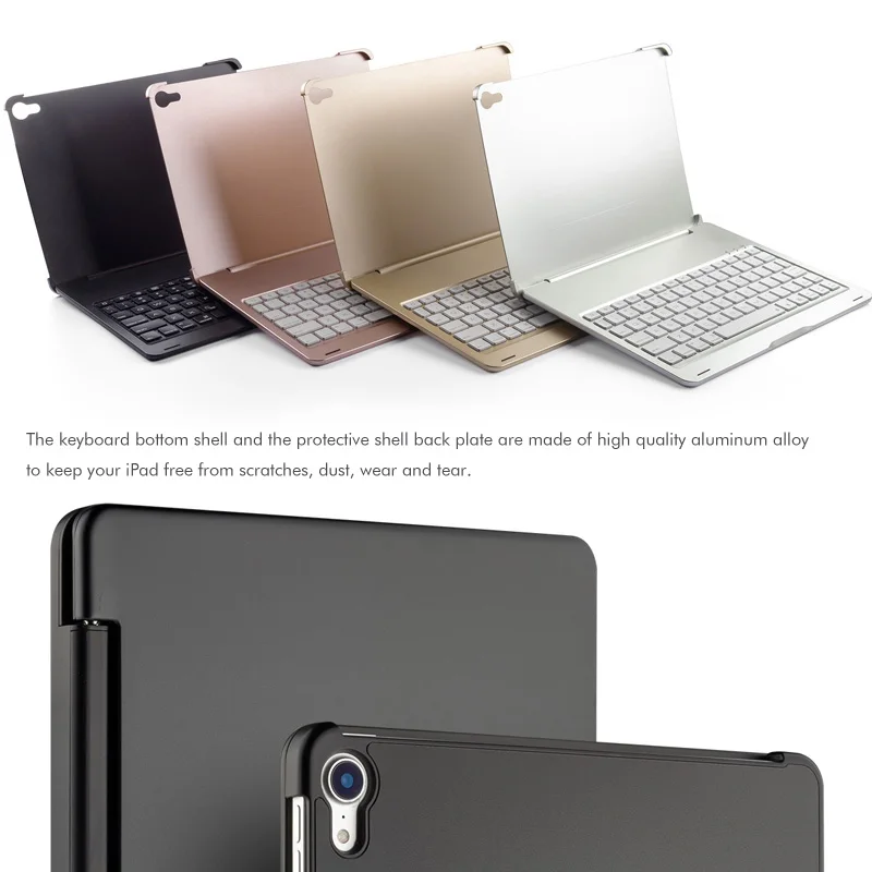 [Новинка] беспроводная алюминиевая клавиатура Blue tooth для iPad pro 1", металлический корпус премиум класса+ 7 цветов с подсветкой+ умный режим сна/пробуждения