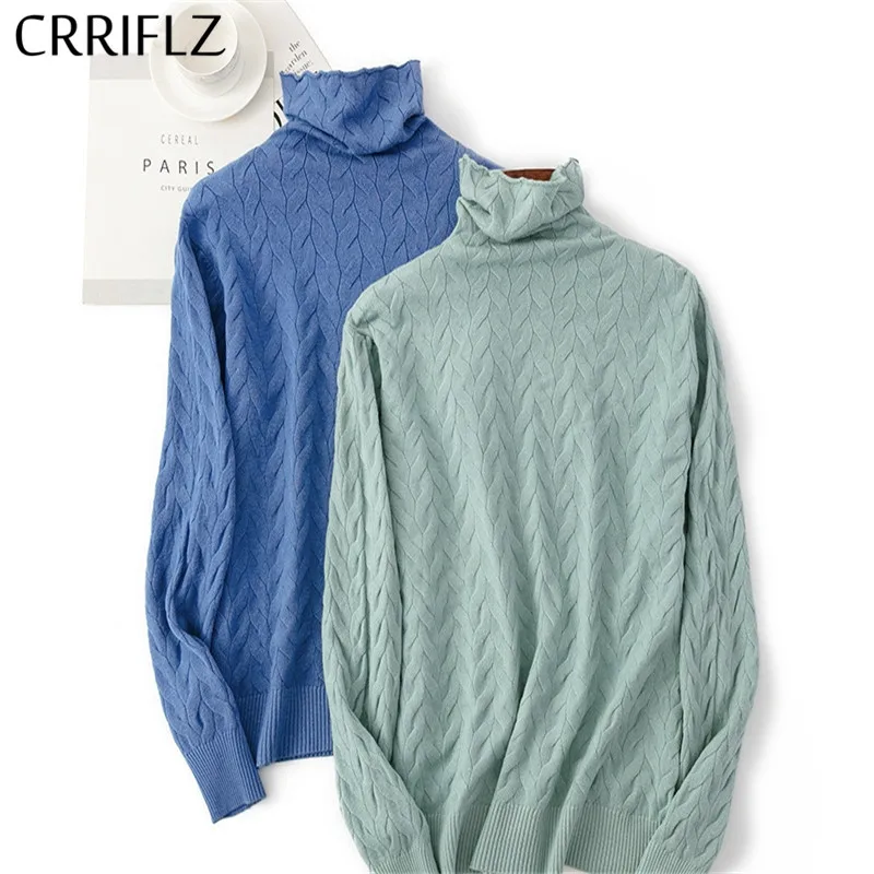 

Autumn Winter New Turtleneck Sweater Hedging Women Loose Computer Knitted Casual Pullovers Solid Full Polyester Regular CRRIFLZ