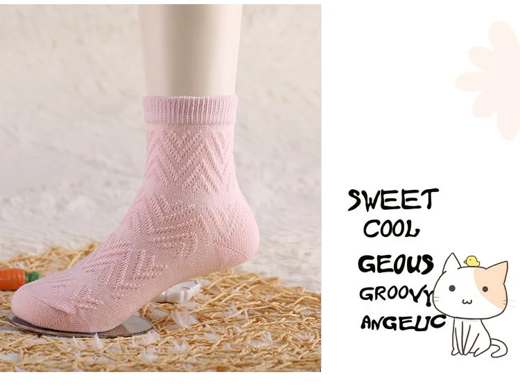 5 Paare/los Kinder Baumwolle Socken Junge Mädchen Baby Infant Ultradünne Mode Atmungsaktive Feste Mesh Socken Für Sommer 1-12T Teenager Kinder – Detail 6