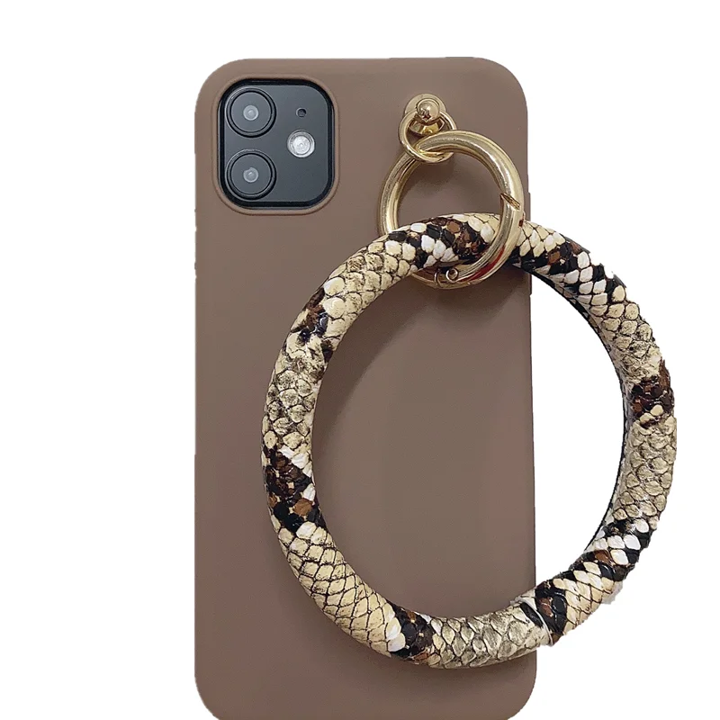 Fashion Snake Skin Leather Bracelet Big Circle Hand Ring Case Cover For Samsung Galaxy Note 20 10 9 S21 S20 Ultra S10E/9/8 Plus