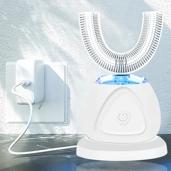

ligent Electric Tooth Cleaner U-Shaped Toothbrush Blue Light Whitening Tooth Cleaner