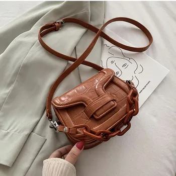 

Women's Crocodile Pattern Korean Fashion Shoulder Bag Classic Brand Design Wild Saddle Bag High Quality Chain Crossbody Bags