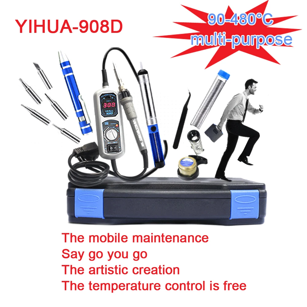 

YIHUA 908D 60W Mini Electric Constant Electric soldering iron temperature Portable adjustable digital display soldering statio