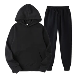 Ensemble 2 Pièces Pull à Capuche et Jogging pour Homme, Sweatshirt et Pantalon de Survêtement Couleur Unie à la Mode, Collection Printemps Automne 