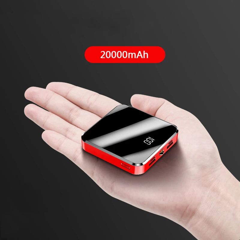 

Portable Charger Power Bank 20000mAh Mini PowerBank Mirror Screen Dual USB External Battery Pack For Smart Mobile Phone Charger