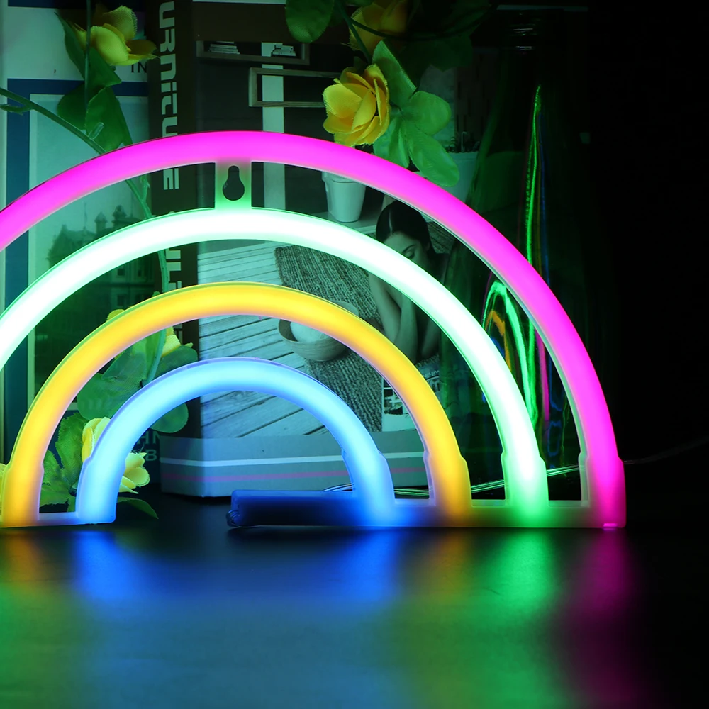 Милый USB Радужный неоновый светодиодный светильник лампа радуги для общежития