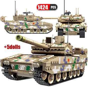 

1424+Pcs Military Combat Tank Model Building Blocks City Technic Soldier Weapons With Figures Bricks Gifts Toys For Children