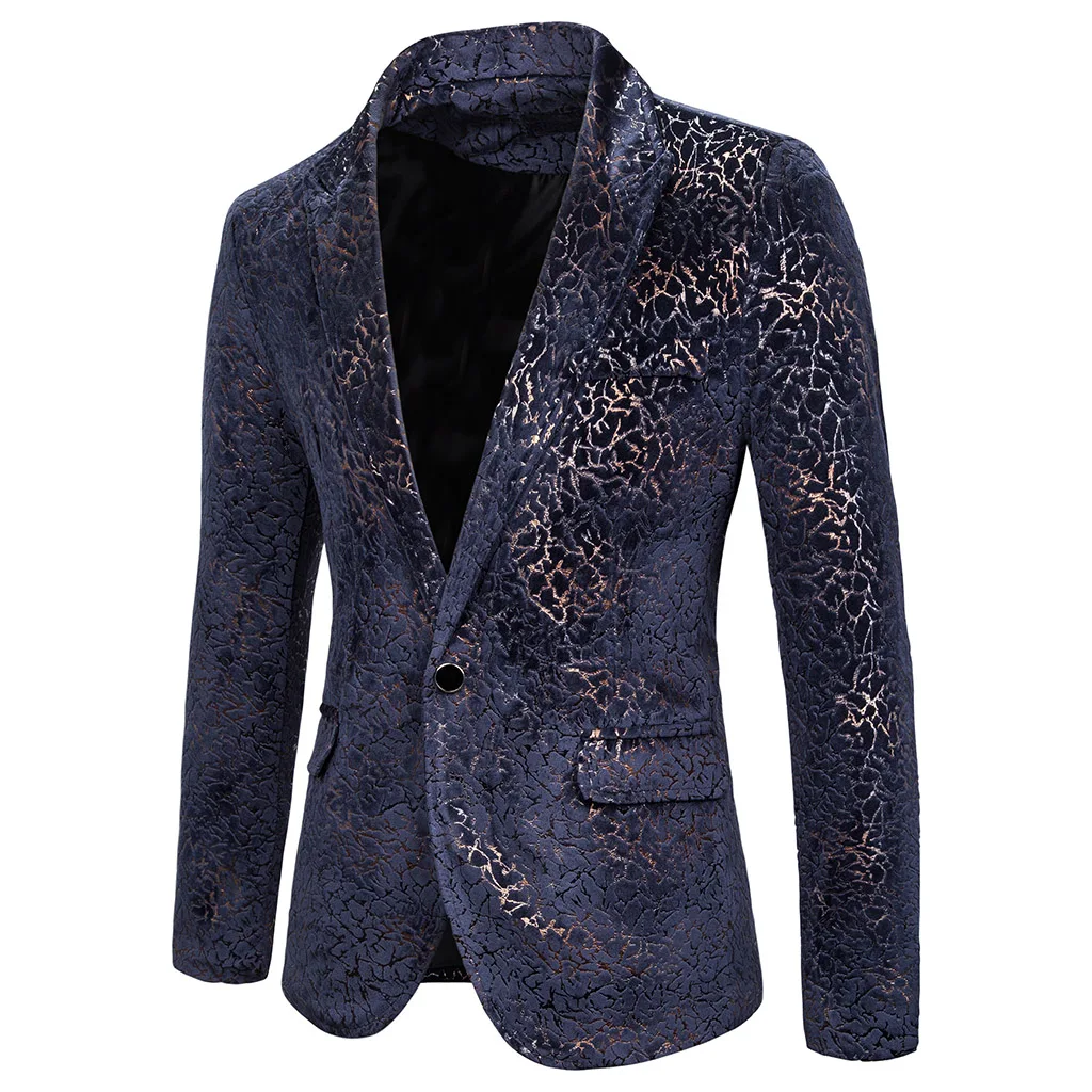 Мужской Блейзер бронзового цвета, роскошный бренд на одной пуговице, двойной цвет, пиджак, Мужская модная сцена для свадебной вечеринки, костюм Homme 2XL