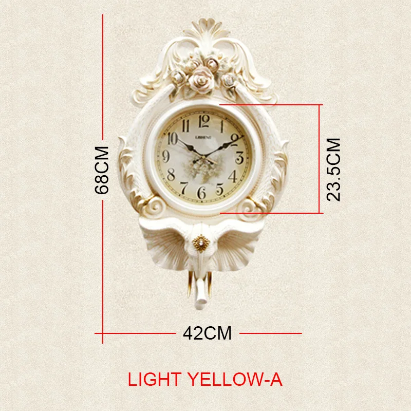large retro elephant idyllic mute wall clock Light yellow-A  