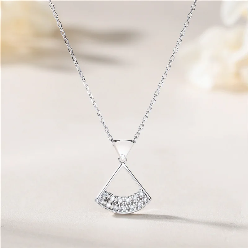 

925 Sterling Silver Scalloped Skirt Pendant Necklace Sterling Silver Jewelry Women Necklaces