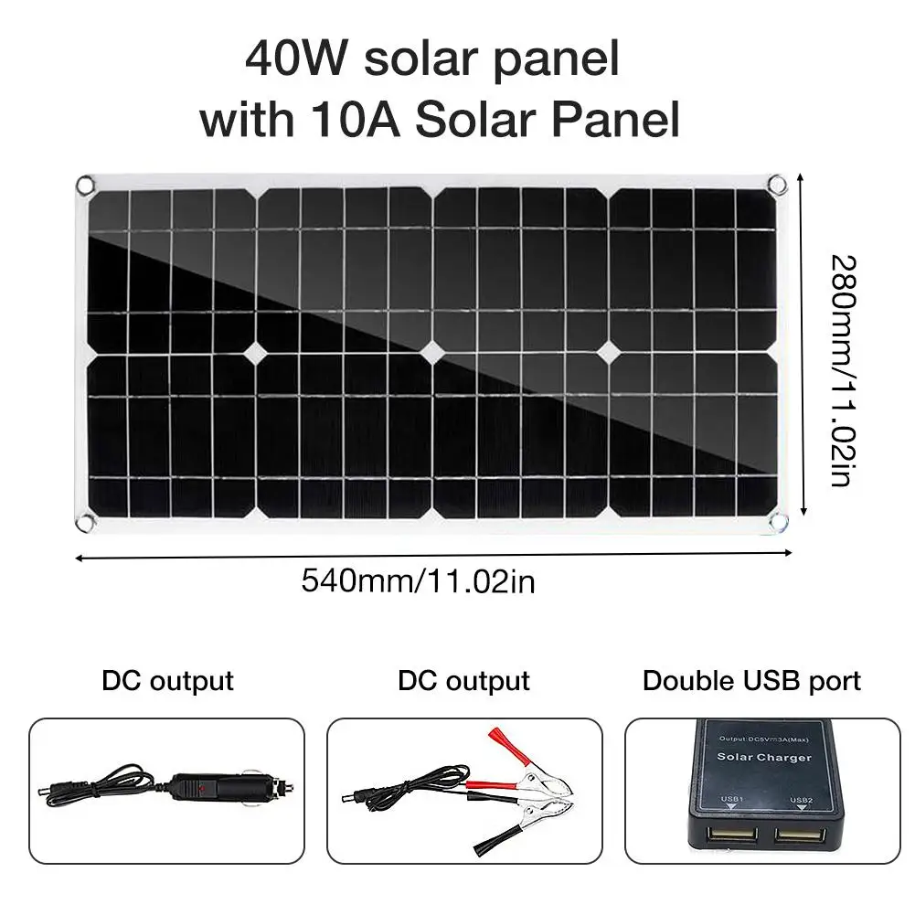 Двойной USB 40W солнечная панель с 10А солнечной панелью для автомобиля яхты RV лампа зарядки панели солнечных батарей