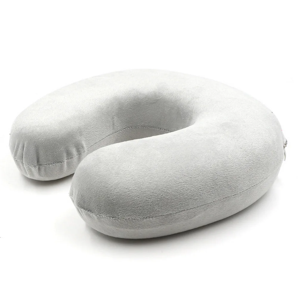 Для путешествий u-образная Подушка с эффектом памяти Набор для путешествий массажные подушки для шеи постельное белье самолет с 3D маски для глаз беруши роскошная сумка - Цвет: Light Grey2