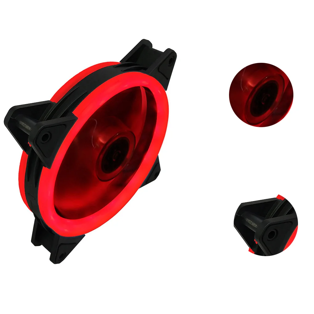New Computer LED Fans Fashion Double-sided Low Noise 4-Pin Computer Power Supply Fan LED Light Heatsink Cooler