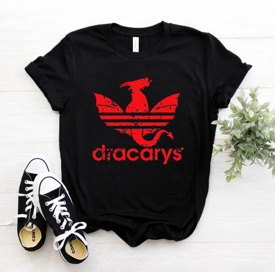 Daenerys Dragon Camiseta Dracarys забавная Футболка мужская летняя новая белая Повседневная футболка унисекс крутая уличная одежда Harajuku футболка - Цвет: T95A-black