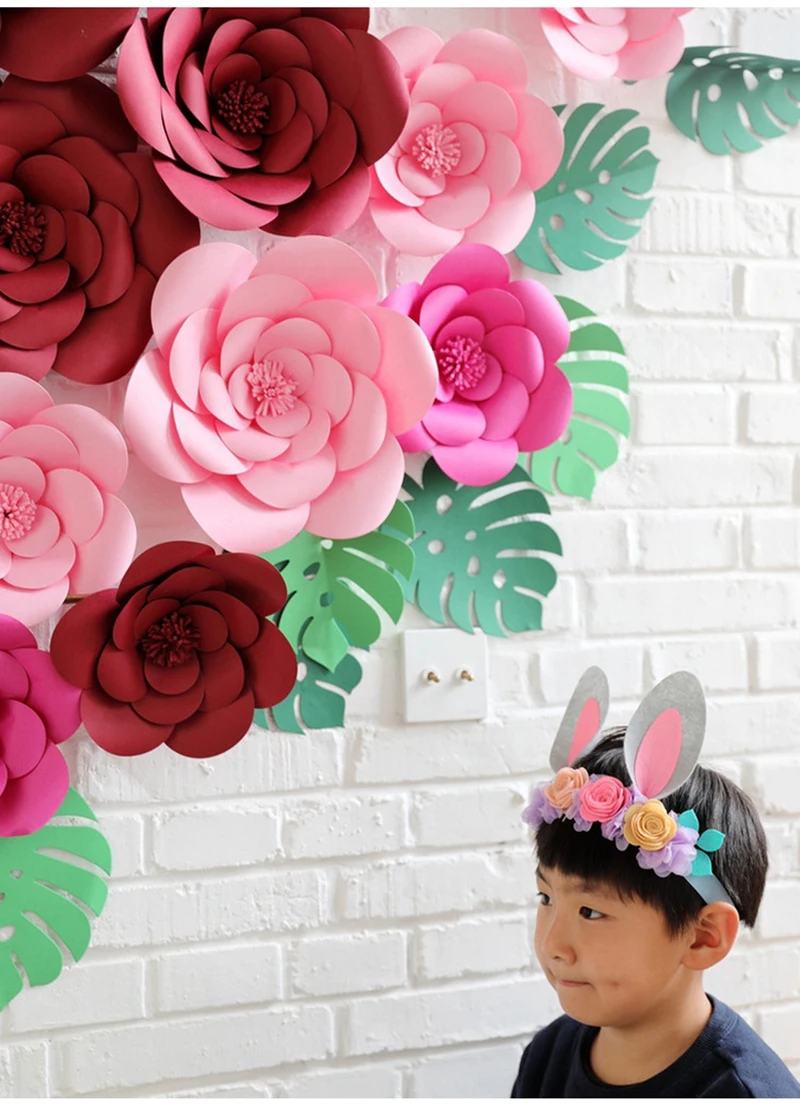 DIY Большие розы Бумажные цветы для свадебных фонов украшения бумажные поделки для детской комнаты День Рождения Декор цветочные стены Искусство