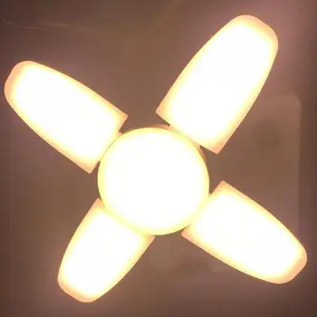 

60W E27 Deformable Fan Blade LED Garage Light Fan Blade Angle Adjustable Ceiling Lamp 2835SMD Home Energy Saving Lights